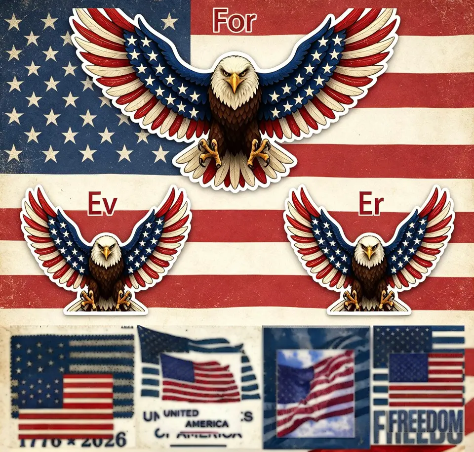 2023-2026 Patriotic American Flag Sticky Notes, 100pcs-1roll,Ideal for Office, Study, and Decoration