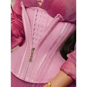 1pc Women Latex Waist Cincher With 13 Bones, Front Zipper & Hook Closure, 2-In-1 Waist Trainer For Multiple Occasions