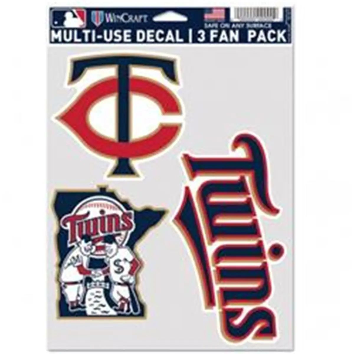 Wincraft 9416606938 MLB Minnesota Twins Vinyl Decal Sticker - Multi-Use Fan Accessory, Pack of 3