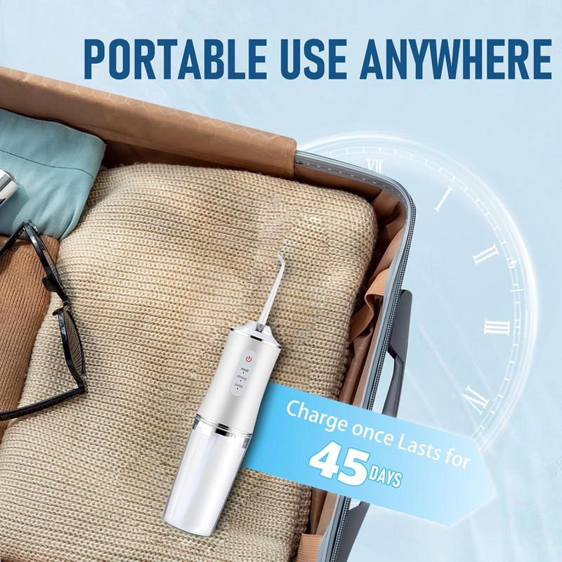 Electric Portable Water Flosser Travel Mini 4 Modes 4 Jet Tips IPX7 Waterproof for Teeth Oral Irrigator Dental Flossing Compact Cleaning Cordless Advanced Tonsil Stone