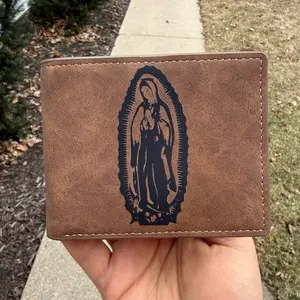 Virgen De Guadalupe  PU Leather Bi-Fold Wallet for Men