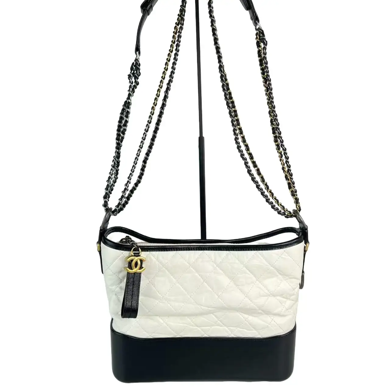 Pre-owned CHANEL Leather Crossbody Bags White Medium Gabrielle Hobo Crossbody Bag