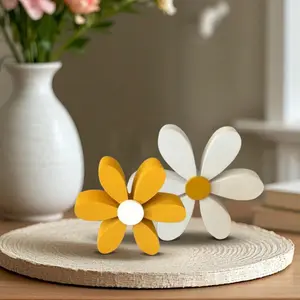 Daisy Design Wooden Decoration, Romantic Daisy Desktop Decoration, Home Atmosphere Decoration for Party & Dinner & Wedding, Fruit