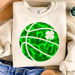 Basketball Shamrock Lucky Clover Irish St Patrick's Day Boys Sweatshirt, Basketball Ball Lucky Sweater, Basketball Shamrock Lucky Shirts, St Patricks Day Tee