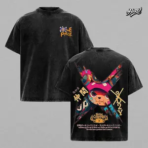 One Piece Tony Tony Chopper Anime T-Shirt, Vintage Washed Graphic Tee, Retro 90s Streetwear Oversized Shirt, Chopper 3D2Y Harajuku Style Manga Tshirt, High Quality Cotton Anime Merch for Men Women