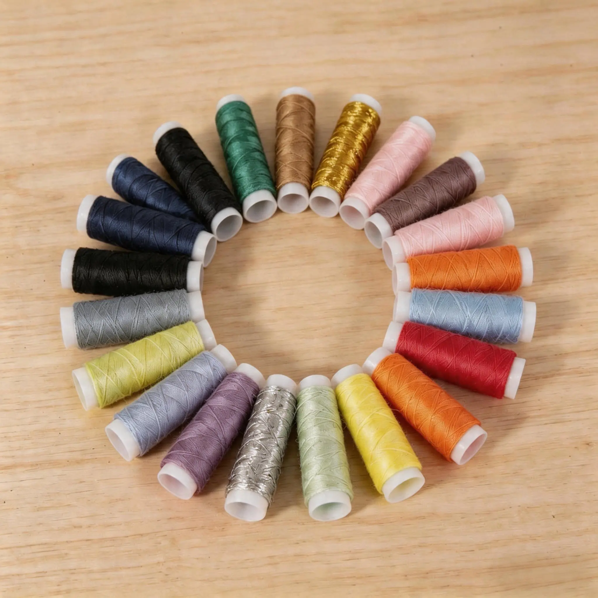 Rainbow Polyester Sewing Thread Kit Set, Glossy Durable Multi-Color Thread for Hand Embroidery & Sewing Machine DIY Craft Projects