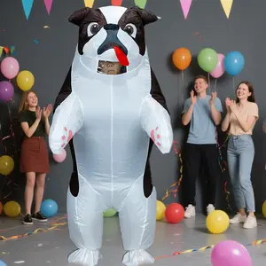 Hot Bull Dog Polyester Inflatable Costume, No Battery, Youth Adult Size, Fits 155-190cm, with Fan & Battery Box, Halloween Cosplay Party Essential