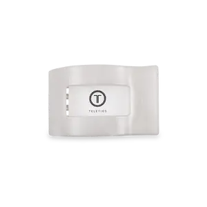 TELETIES - Coconut White Small Flat Rectangle Hair Clip - Lay Flat, Strong Grip, Nearly Unbreakable