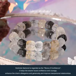 11 mm Natural Herkimer Diamond Crystal Bracelet, Healing bracelet, Gift for women and men