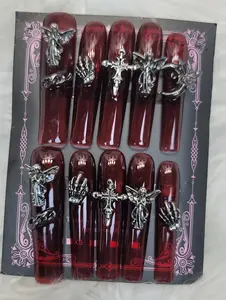 ShaCity 10Pcs Extra Long Square Type 3D Handmade Press on Nails . Easy to Wear, Removable & Reusable Salon Quality Strong Press On Nails. Can wear to any events.