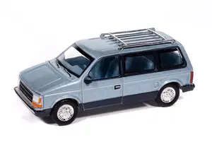 1987 Plymouth Voyager Ice Blue Poly 2-tone w/ Twilight Blue Poly Diecast 1:64 Scale Model - Auto World AWSP197A