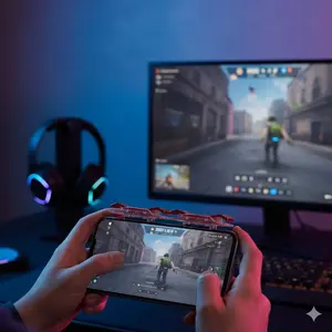 Mobile Game Shooting Controller - Dual Joystick Trigger Grips for PUBG & Fortnite, L1R1 Trigger Mapping, Portable Anti-Slip Handle, 2-Pack, Precision Gameplay Accessory for Mobile Games