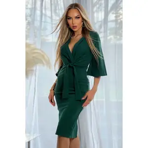 TORIA FRONT TIE UP MIDI DRESS