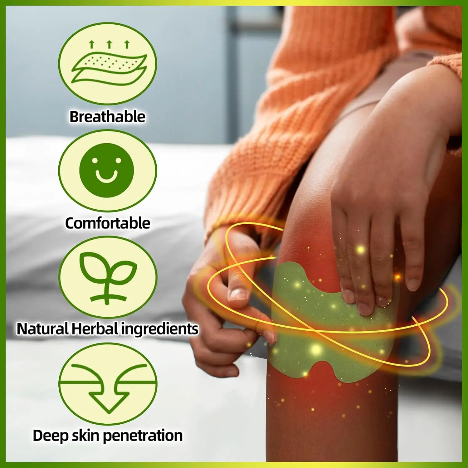 Herbal Pain Relief Patches with Menthol & Wormwood Oil, 72 Count for Fast-Acting Back & Knee Pain Treatment, 8-10 Hour Heat Therapy, Healing, Wellness, Healthcare, Solution, Natural, Alternative, Fitness, Therapeutic, Work, Box, Menthol Mix, Knee Patch, 7