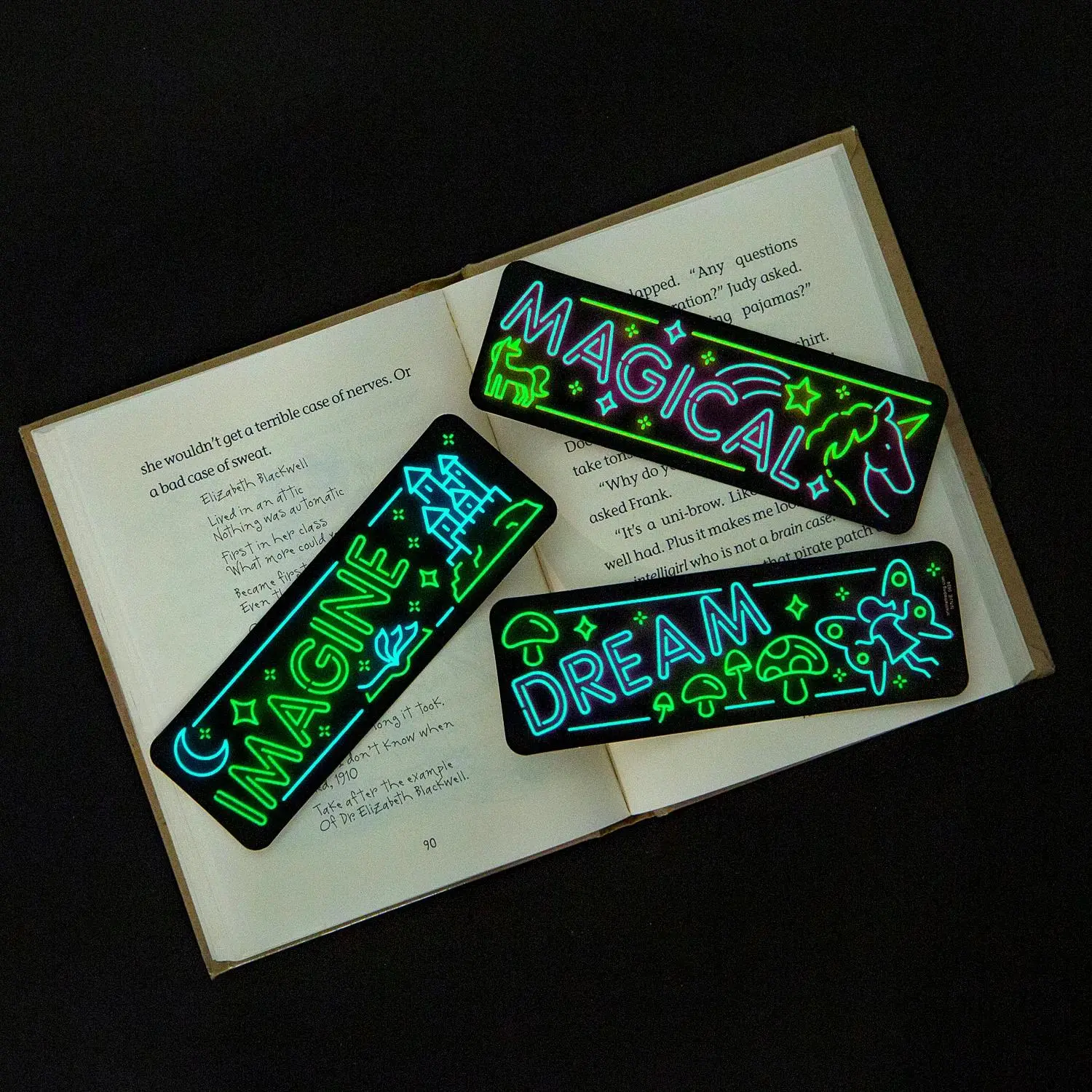 2" x 6" Bulk 48 Pc. Glow-in-the-Dark Neon Magic Bookmarks