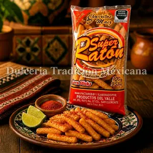 El Super Raton Corn Churros 100g Bag - Traditional Mexican Snack .