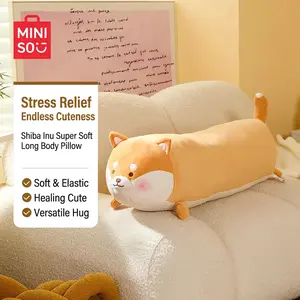 MINISO Fun Akita - Stretchy Ultra-Soft Long Plush Pillow – Cute Dog Body Pillow, Perfect Gift for Animal Lovers, Cozy Cuddle Buddy for Couch, Bed & Travel!