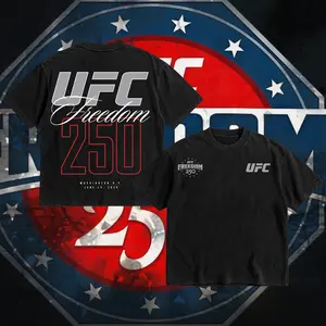 PEACHORA UFC Freedom 250 Heavy Cotton T-shirt UFC Pound For Pound Shirt MMA Fan Apparel Pump Cover Direct-to-garment Printing