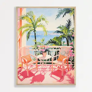 Tropical Wall Art Print | Minimalist Retro Painting | Trendy Boho Pink Decor | Mid Century Modern Artwork