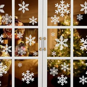 96PCS Christmas Decorations, Snowflake Window Clings, Glueless PVC Window Stickers for Indoor Christmas Décor, 10 Sheets