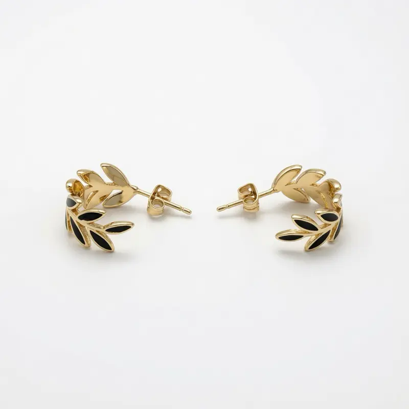 E16 Leaf Earrings- Gold Plated 14k