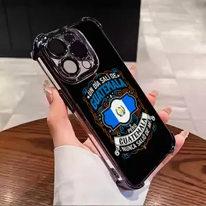 One day I set out from Guatemala Pattern Cool Design On Black Background Suitable For Aesthetic Electroplated TPU Casing For iphone 17 16 15 14 13 12 11 X XS PRO PLUS MAX AIR L1697 Four Corners Anti-Fall Transparent Casual Soft Silicone Phone Cases