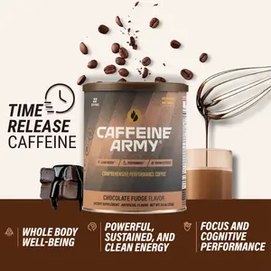Caffeine Army Chocolate Fudge Coffee with Time-Release Caffeine, MCTs, Collagen & B-Vitamins — 22 Servings | Sugar-Free, Gluten-Free, Keto-Friendly Beverage