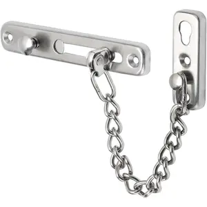 Chain Door Guard Lock, Door Chain Locks with Safety Spring Anti-Theft Press Latch for Indoor and Extra Front Door, Brushed Nickel 1 Pack