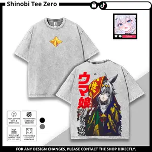 Oguri Cap v6 - Uma Musume: Clnderella Gray Graphic Tee featuring Double-Sided Print Wash T-shirt Menswear Casual men Soft graphic tee Cotton Fabric Top Streetwear graphic tee merch unisex