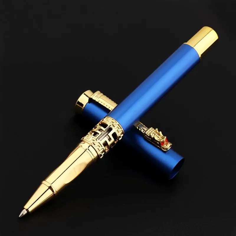 Dragon Head Design Ballpoint Pen, 1 Count Hollow Design Student Writing Ballpoint Pen, Business Office School Stationery Supplies, Inspirational Metal Pens, Aesthetic Pens, College Student Pen, Unique Pens, Cool Pens