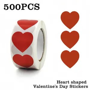 500 Pcs Roll Colorful Heart Stickers, Adhesive Heart Labels for Wedding Gifts Decoration Sealing, Cute Heart Shape Stickers, Sticker Decals