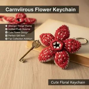 Stranger Things Knitted Plush Ornament Cute Flower Ornament Elegant Gift Item Fan Collection Item Carnivorous Flower Ornament keychain
