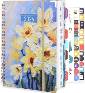 2026 Planner, Weekly and Monthly Planner, January 2026 - December 2026, Calendar Planner A5 (6.5" x 8.5") with Tabs, Inner Pocket for Home School Office Supplies, Yellow Flower