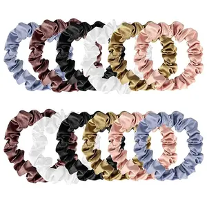 12 Pieces Silk Hair Scrunchies Silk Hair Tie Elastic Ponytail Holders for Women Girls Hair Accessories less Hair Breakage, gentle on Hairs specially Frizzy hairs