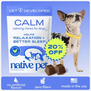 Native Pet Calming Chews for Dogs - Melatonin for Dogs Anxiety Relief - Grain Free All Natural Hemp Calming Treats & L-Theanine Helps Manage Stress & Separation Anxiety - Puppy Sleep Aid
