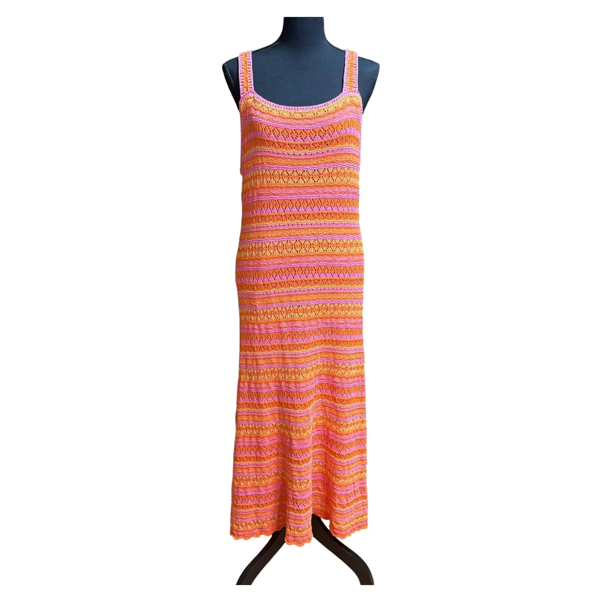 Jessica Simpson Pink Orange Crochet Dress Sz L