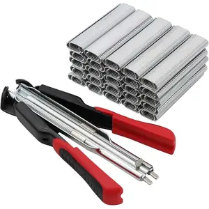 Spring Loaded Hog Ring Pliers Kit with 2500pcs Hog Rings Automatic Fencing Manual Pliers Fastening Clamp Installation Equipment Tool for Chicken Pet cage Seal Bag Car Cushion