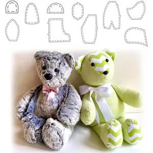 Memory Bear Template Ruler Set with Instructions - Sewing Pattern Template Acrylic Quilting Template Cutting Set, Memory Bear Sewing Patterns Template Home Sewing Art Craft for Gift 10pcs