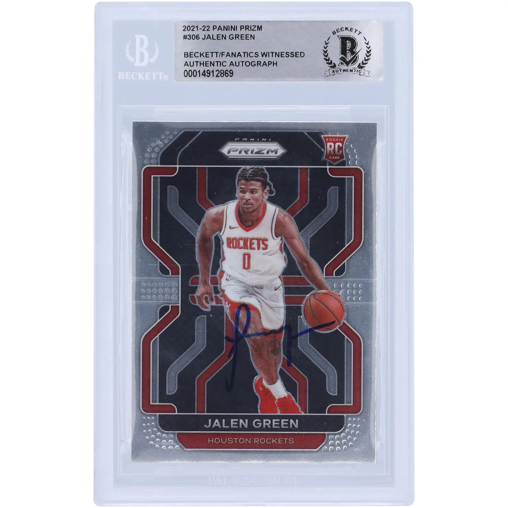 Jalen Green Houston Rockets Autographed 2021-22 Panini Prizm #306 Beckett Fanatics Witnessed Authenticated Rookie Card - Fanatics Authentic Certified