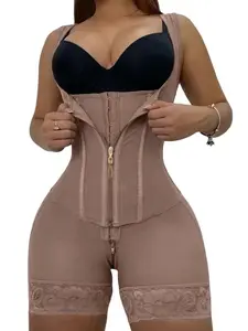 Women's Contrast Lace Zipper Shapewear Bodysuit, Fit, Underwear, Fajas, Jumpsuit with Adjustable Hook & Eye Tummy Control Shaper, Butt Lifting Body Shaper, Colombian Shapewear, Suitable For Daily Wear Or Party