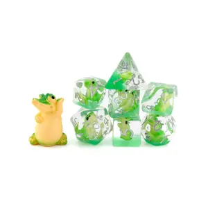Crocodile DnD Dice Set: 7-Piece Resin RPG Dice with Bold Green Tones and Crocodile Details for Dungeons & Dragons TTRPGs and Tabletop Adventures