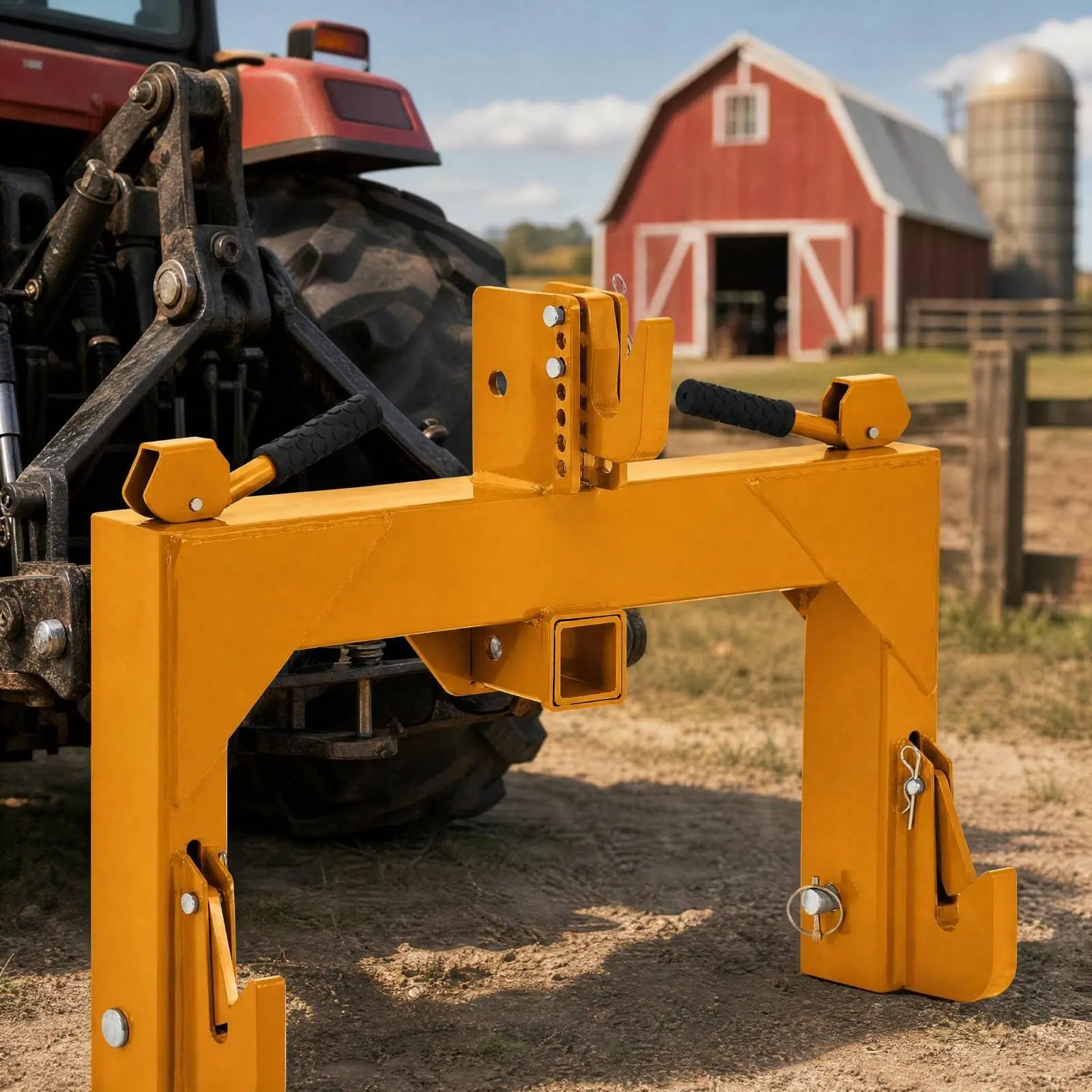 Farm-Tough 3-Point Tractor Hitch for Category 1 Tractors, 2-Inch Hitch Receiver, Bushing-Free Design, 3000lb Capacity, Adjustable Bolt System for Implements Hauling Towing
