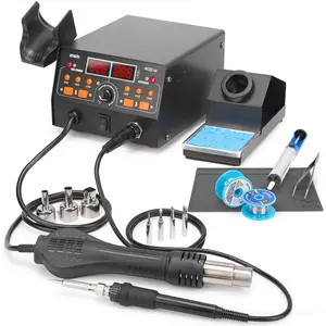 902D III Hot Air Soldering Station 2-IN-1 Kit with 3 Preset Channels, Small Work Mat, 4 Soldering Tips, 2 Lead-free Solder,, ESD-Safe Tweezers