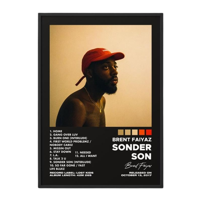 2 Color Options - Sonder Son by Brent Faiyaz Album Poster No Frame / Album Cover Poster / Music Gift / Music Wall Decor / Album Art / Decor Home Black and White Ace of Hearts Posters Framed Canvas Poster for Wall Decoration