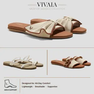 VIVAIA Women's Arch Support Miami Square-Toe Summer Slippers, Comfortable Slippers, Summer Shoes, Summer Essentials, Suitable for beach, vacations, parties (DELIA, CARLA, DOROTHY) tiktokshopspringglowup summervibes