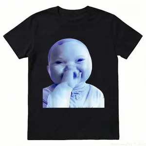 [Graphic tee]  Cotton Funny AI Baby Holding Laugh Meme Viral Trend T-Shirt for Casual Wear & Trendy Outfits Men’s Graphic Tee,Trending Tee