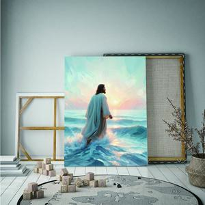 Jesus Walking on the Sea Poster Wall Art for Modern Home Living Room & Bedroom Decor Enhancing Serenity Elegance in Your Space Canvas Material Ideal for Living Rooms and Bedrooms