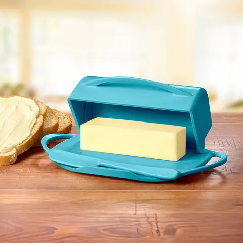Butter Dish with Attached Flip-Top Lid