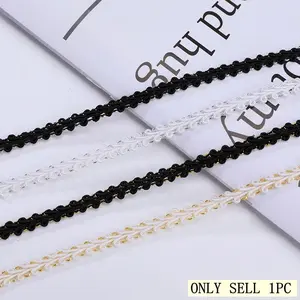 5meters/196.85in New Fashion Lingerie Lace Trim, Elegant Headwear Accessory, 0.8cm Spider Band with Floral Edge, Perfect for Dresses