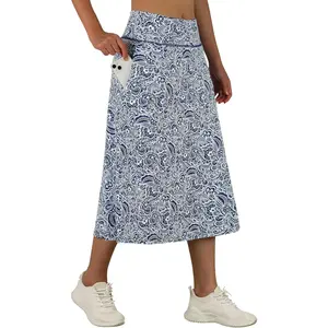 Women's Midi Length Skorts Skirts with Pockets Modest Skirts 28" Long Knee Length Athletic Skorts